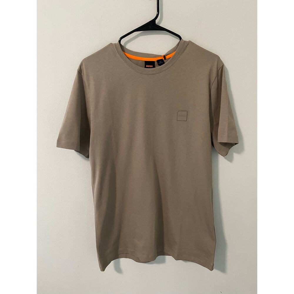 New BOSS Relaxed Fit Tales Logo T-Shirt Tan 100% Cotton Luxury Tee Size 3XL
